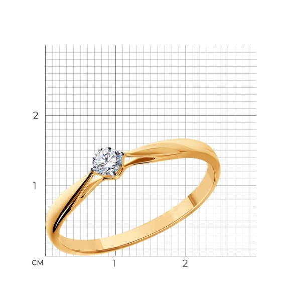 Кольцо из красного золота с бриллиантом