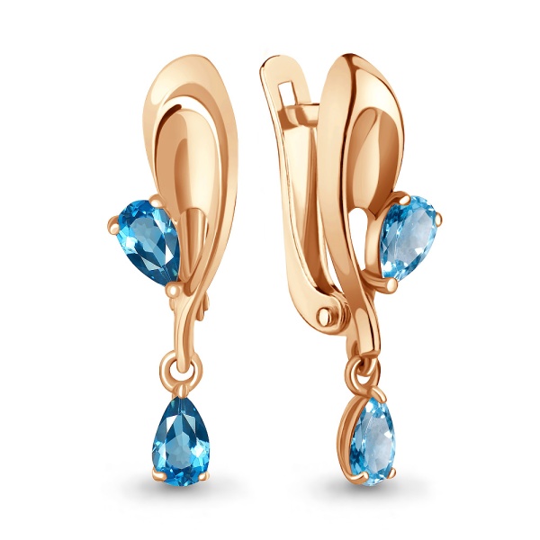 Серьги из красного золота с топазами