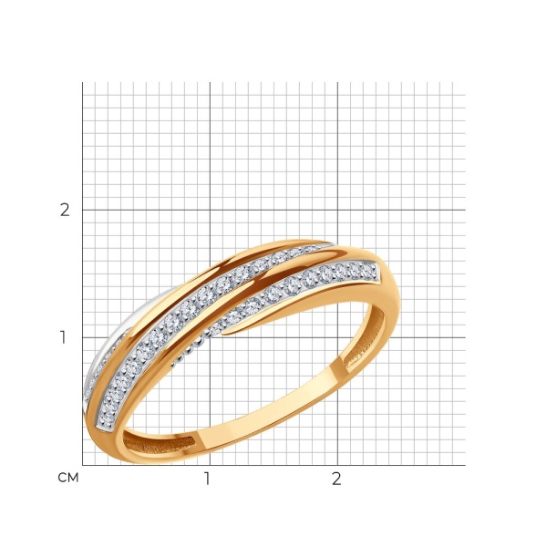 Кольцо из красного золота с фианитами