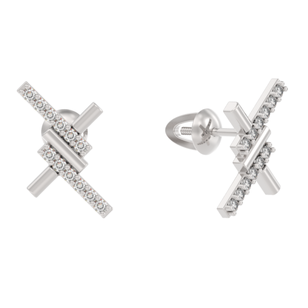 Серьги-пусеты из серебра с фианитами