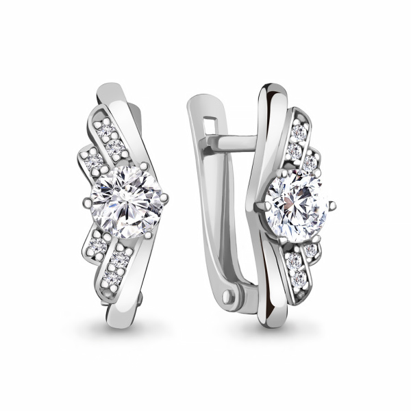 Серьги из серебра с фианитами