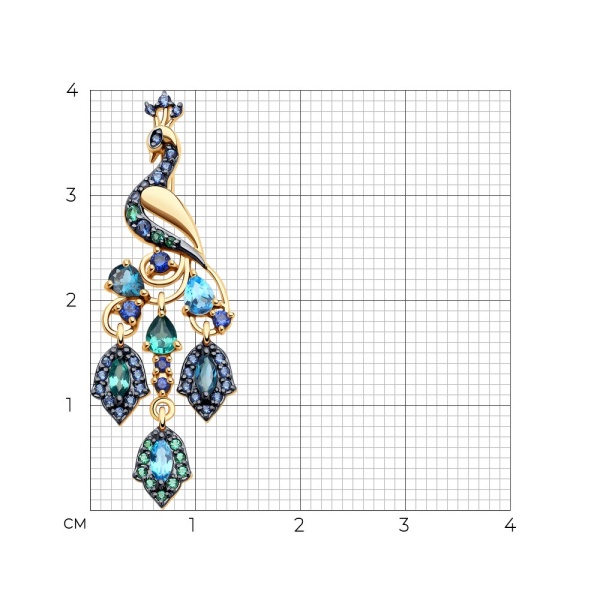 Подвеска из красного золота с миксом камней