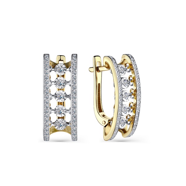 Серьги из желтого золота с бриллиантами