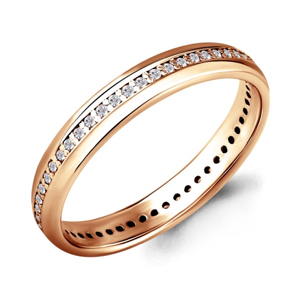 Кольцо из красного золота с фианитами