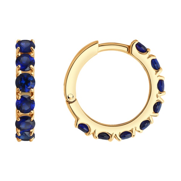 Серьги конго из красного золота с корундами