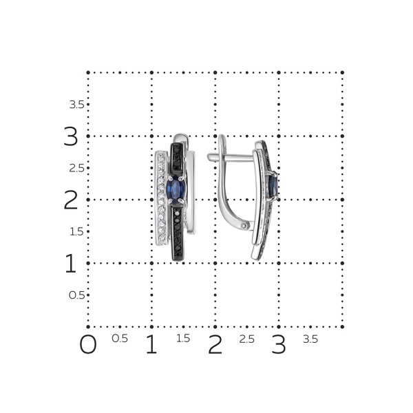 Серьги из белого золота с бриллиантами и сапфирами