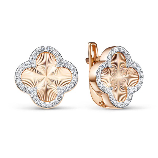 Серьги из красного золота с фианитами