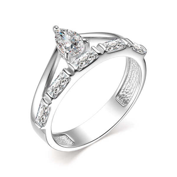 Кольцо из серебра с горным хрусталем и фианитами