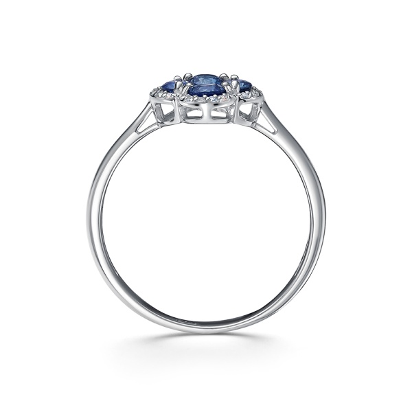 Кольцо из белого золота с сапфирами и бриллиантами