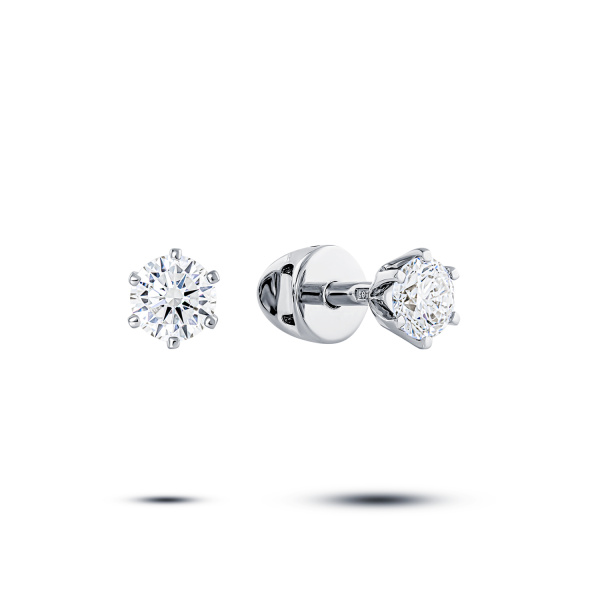 Серьги-пусеты из белого золота с бриллиантами