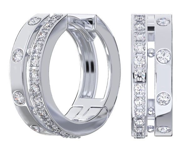 Серьги конго из серебра с фианитами