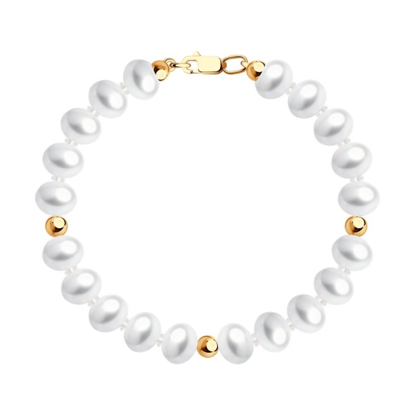 Браслет из красного золота с пресноводным жемчугом