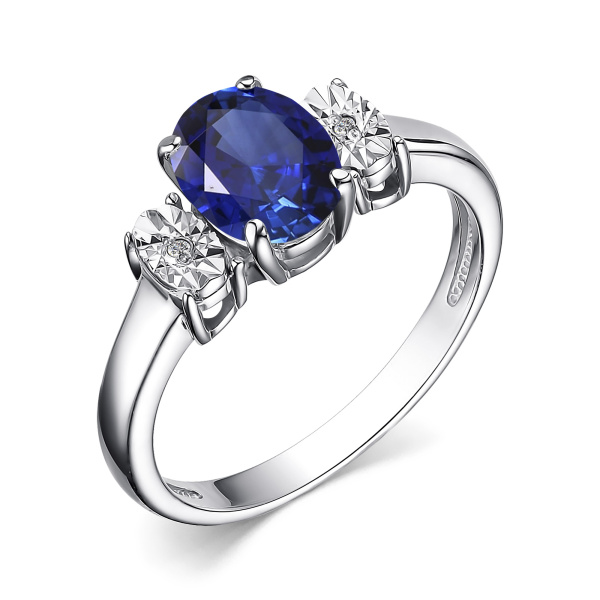 Кольцо из серебра с сапфиром и бриллиантами