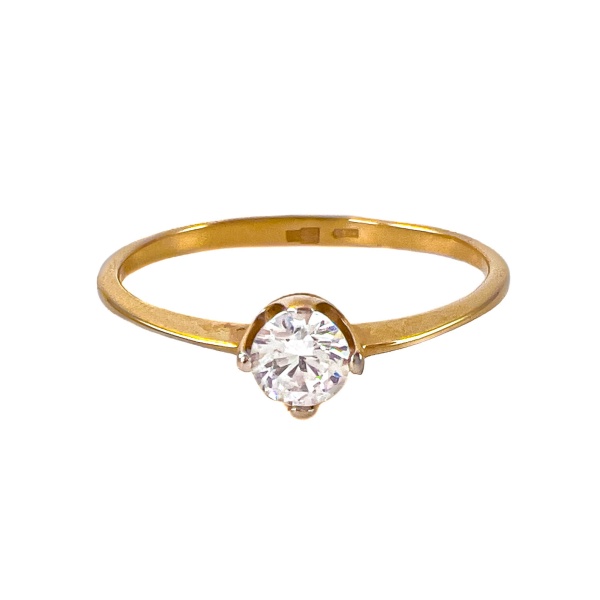 Кольцо из красного золота с фианитом