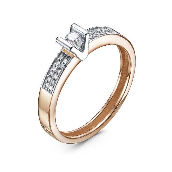 Кольцо из красного золота с бриллиантами