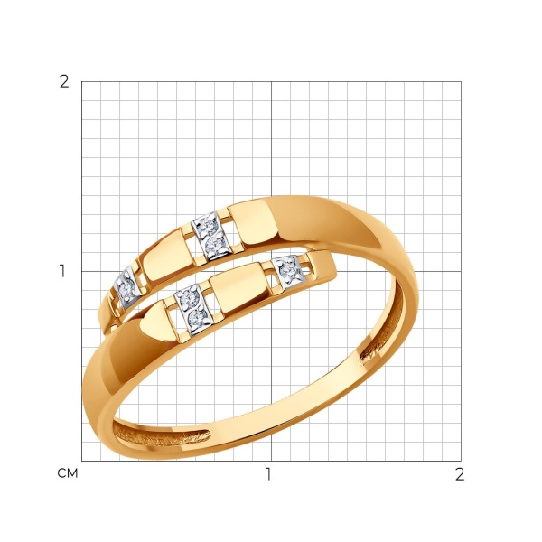 Кольцо из красного золота с фианитами