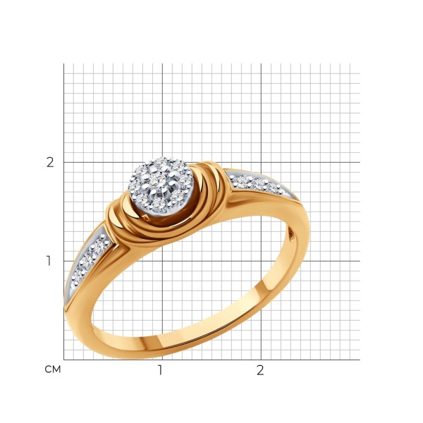 Кольцо из красного золота с бриллиантами