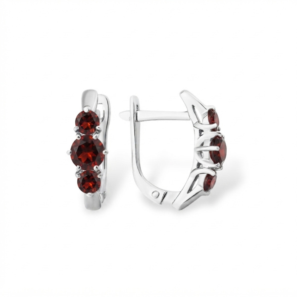 Серьги из серебра с гранатами