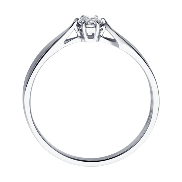 Кольцо из белого золота с выращенным бриллиантом