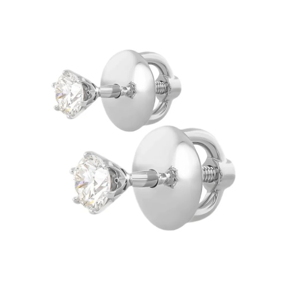 Серьги-пусеты из белого золота с бриллиантами