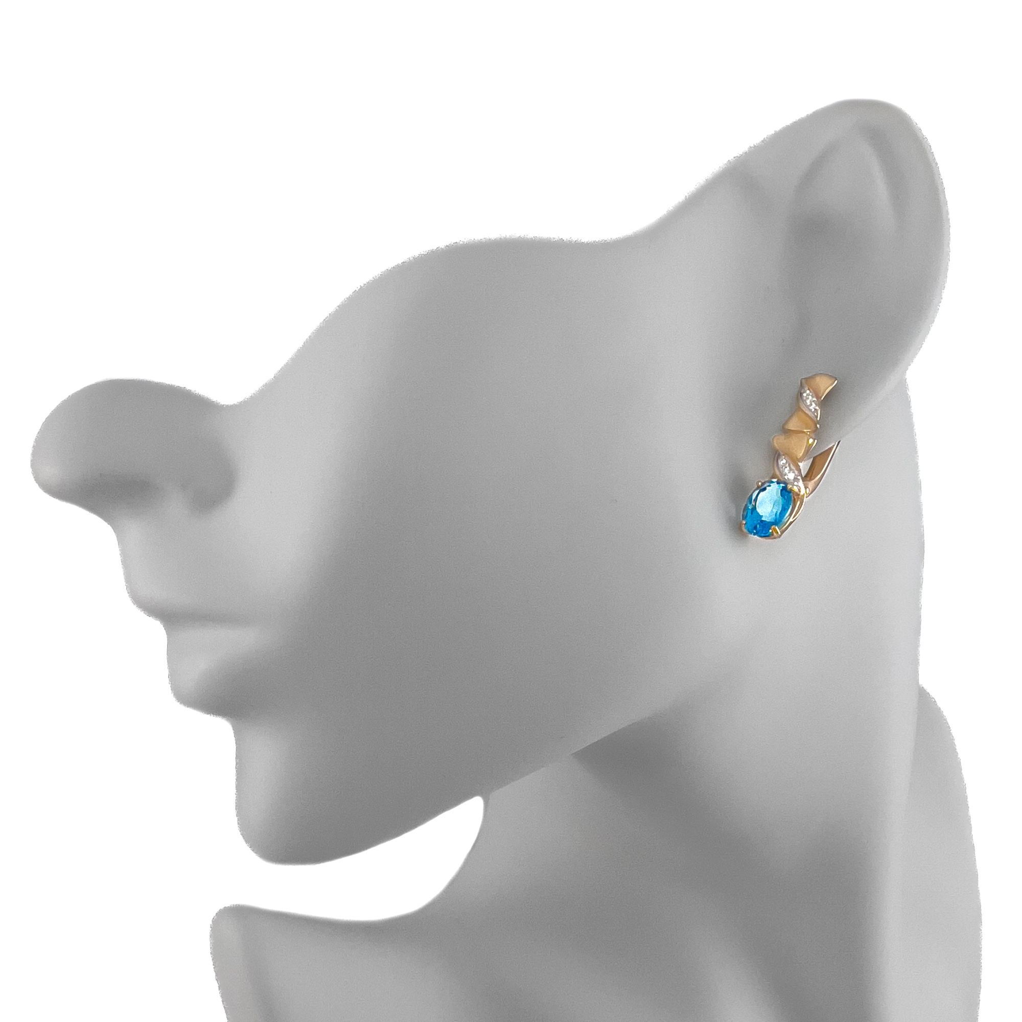 Серьги из красного золота с топазом и фианитами