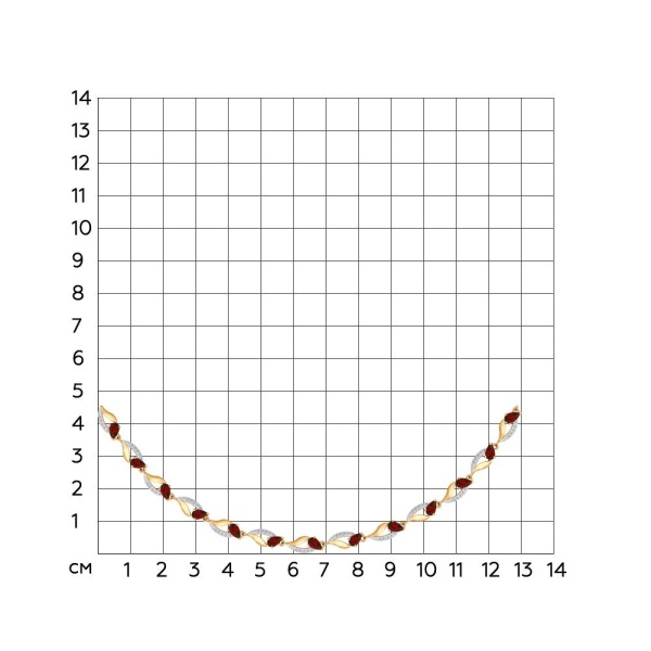 Колье из красного золота с гранатом и фианитами