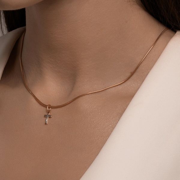 Крестик православный из красного золота