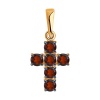 Декоративный крестик из красного золота с гранатами