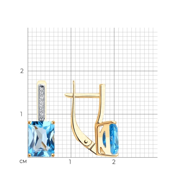 Серьги из красного золота с топазами и фианитами