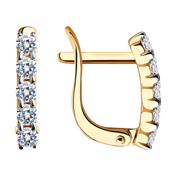 Серьги из красного золота 585 пробы с фианитами