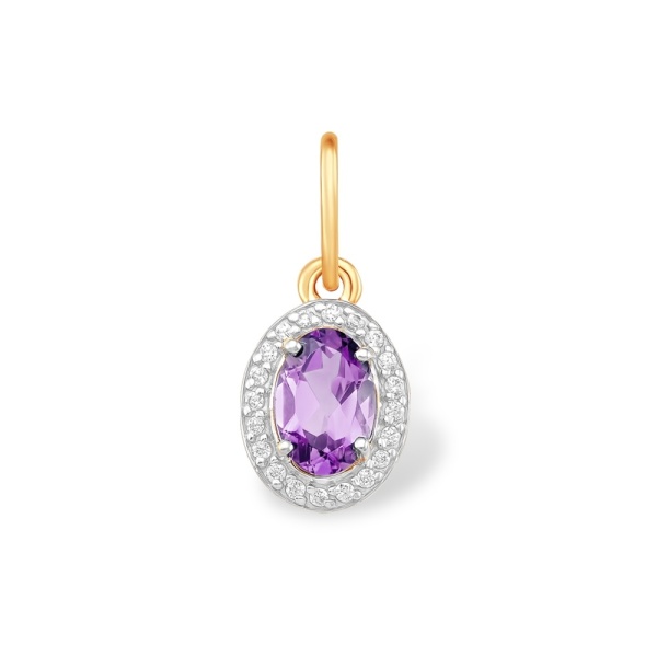 Подвеска из красного золота с аметистом и фианитами