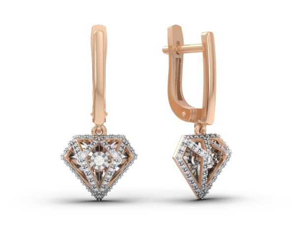 Серьги из красного золота с танцующим бриллиантом