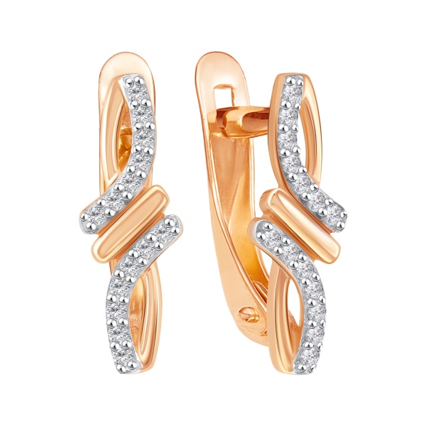 Серьги из красного золота с фианитами