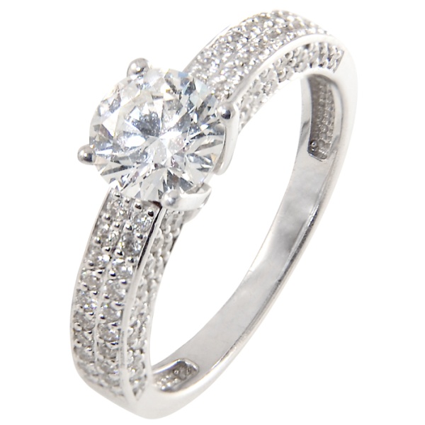 Кольцо из белого золота с фианитами