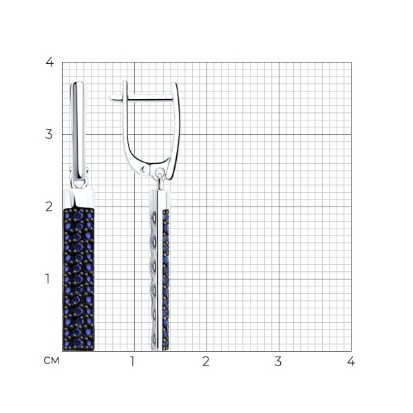 Серьги из белого золота с корундами