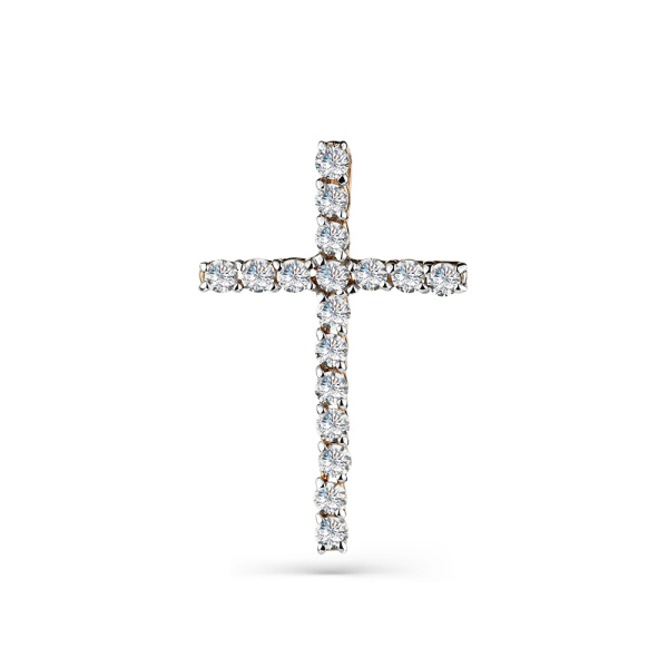 Декоративный крестик из красного золота с фианитами