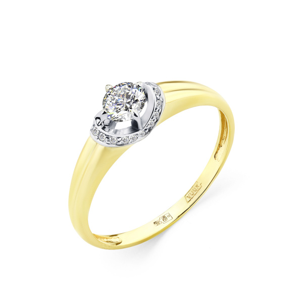 Кольцо из комбинированного золота с фианитами