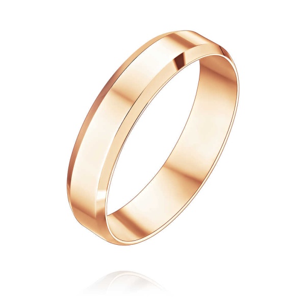 Обручальное кольцо из красного золота с алмазной гранью