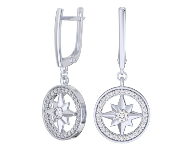 Серьги из серебра с фианитами