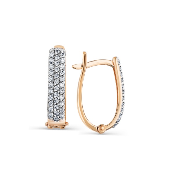 Серьги из красного золота с фианитами