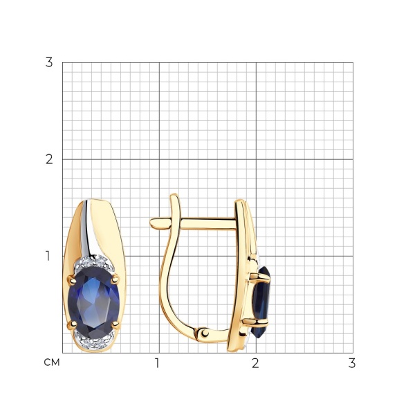 Серьги из красного золота с корундами и фианитами