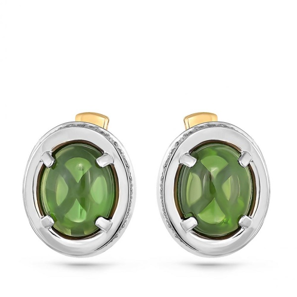 Серьги из комбинированного золота с турмалинами и бриллиантами