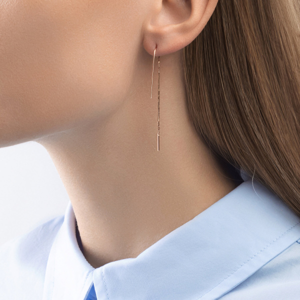 Серьги-цепочки из красного золота