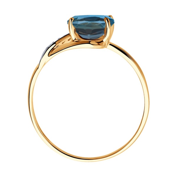 Кольцо из красного золота с топазом и фианитами