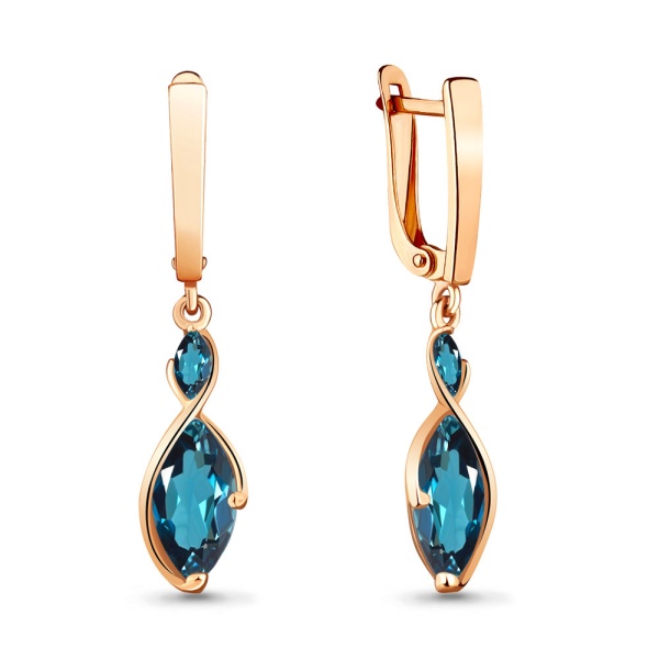 Серьги из красного золота с топазами