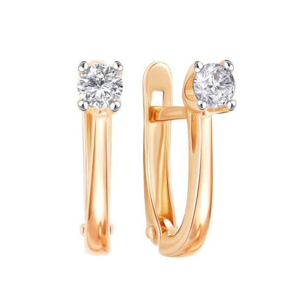 Серьги из красного золота с фианитами