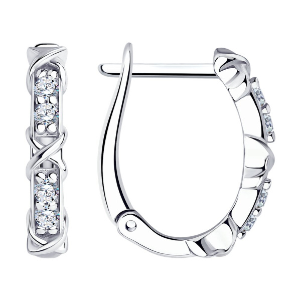 Серьги из серебра с фианитами