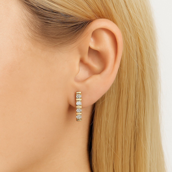 Серьги из красного золота с фианитами