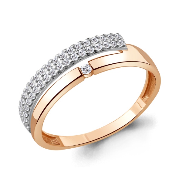 Кольцо из красного золота с фианитами