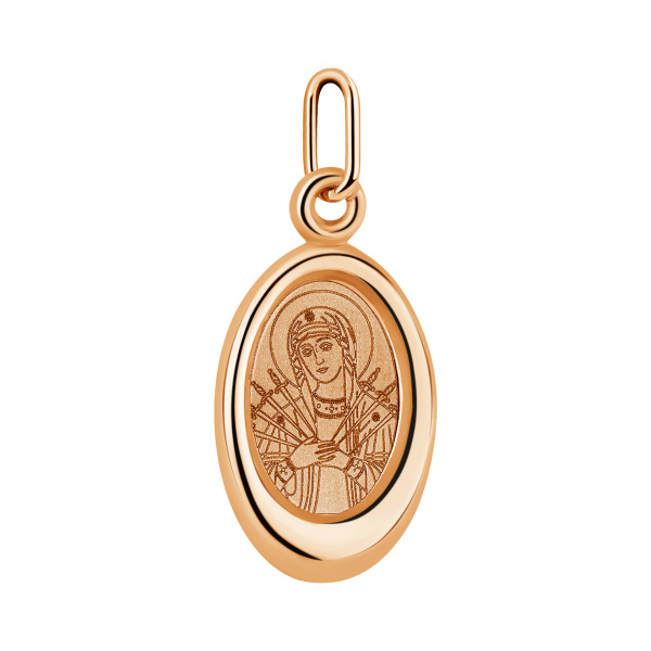 Подвеска из красного золота «Божья Матерь Семистрельная»